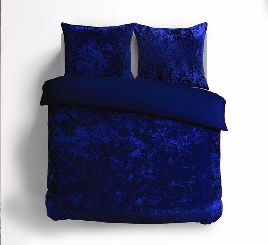 Velvet Couture Dekbedovertrek - 240x200/220 - Crushed Velvet - Donkerblauw van Merkloos