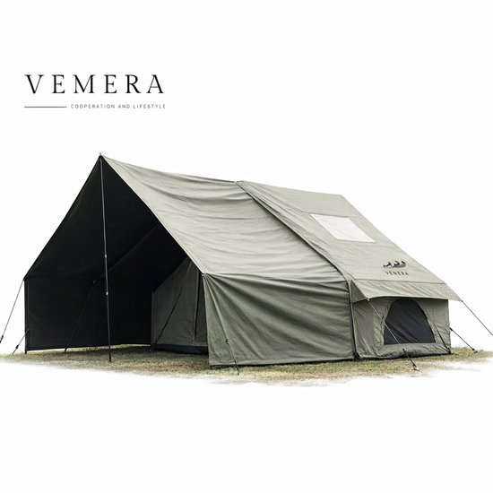 Vemera tent - opblaasbaar - campeer tent - air tent - 4-6 personen - beige van Merkloos