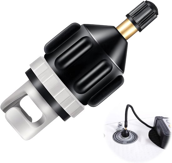 Ventiel Adapter - Pomp Connector - Opblaasbare Boten - Veelzijdig Inzetbaar - 7 x 8 x 1 cm - Zwart