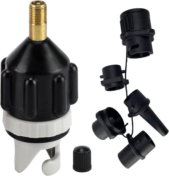 Ventiel Adapter - Pomp Mondstuk - Watersport Opblazen - Universeel Geschikt - Compact Formaat - Zwart