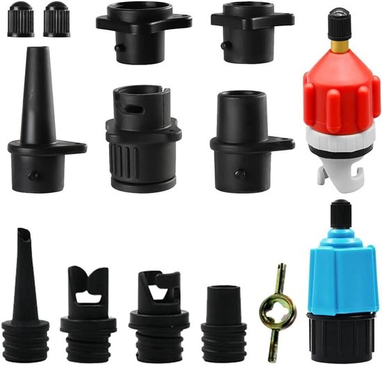 Ventiel Adapter Set - Pomp Opzetstukken - Watersport Uitrusting - Universele Compatibiliteit - 11 Delig - Rood