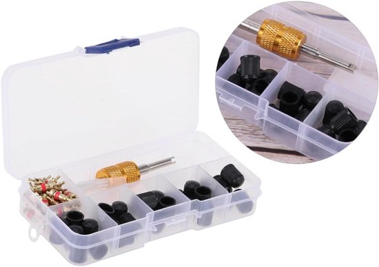 Ventiel Reparatie Kit - Band Gereedschap - Bandonderhoud - Universeel Gebruik - 61 Delig - Diverse Kleuren