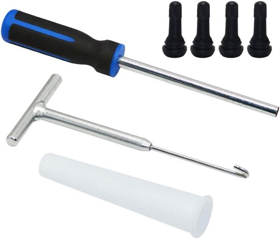 Ventiel Reparatie Set - Bandengereedschap Klepsteel - Banden Onderhoud - T-handvat Trekker - 28 x 8.7 x 3.5 cm - D