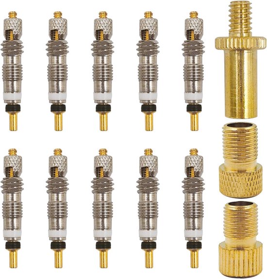 Ventiel Reparatie Set - Fietsonderdelen - Banden Repareren - Messing Kernen - Compact Formaat - Zilver Messing Zwart van Merkloos