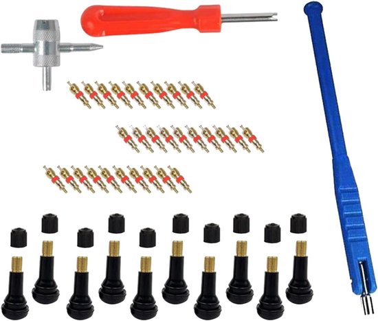 Ventiel Reparatiegereedschap - Ventielstang Set - Bandenonderhoud - Roestbestendig Ontwerp - 43 Delig - N.v.t.