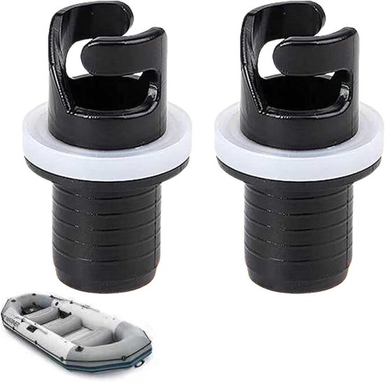 Ventieladapter Kajak - Slang Adapter - Water Sport - Duurzame Kunststof - 2 Stuks - Zwart