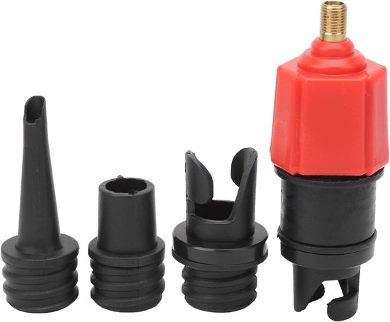 Ventieladapter Luchtpomp - Opblaasbare Klep Adapter - Watersport Accessoires - Universele Compatibiliteit - 3 Mondstukken - Zwart Rood van Merkloos