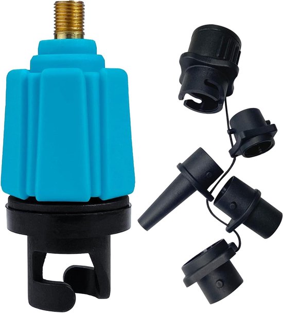 Ventieladapter - Pomp adapter - Watersport opblazen - Duurzaam rubber koper - 10 x 14 cm - Blauw