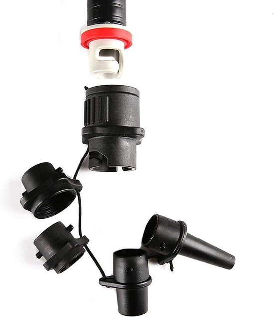 Ventieladapter Rubberboot - Universele adapter - Watersport Oppompen - Vier Gasmondstukken - 5 Eenheden - Zwart