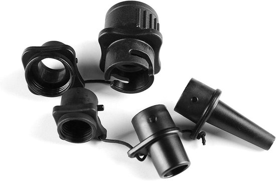 Ventieladapter Set - Opblaas Adapter - Watersport Uitrusting - Lekvrije Aansluiting - 4 Stuks - Zwart