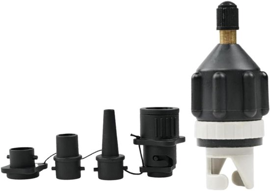 Ventieladapter Set - Opblaasmondstuk SUP - Watersport Uitrusting - 4-in-1 Universeel - 16.85 g - Zwart