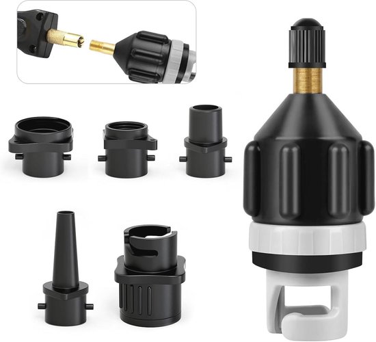 Ventieladapter voor SUP's en opblaasbare boten met 4 gasmondstukken van Merkloos