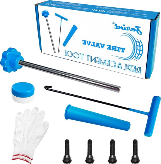 Ventielgereedschap Set - Band Reparatie Kit - Ventiel Stam Vervangen - Inclusief Smeermiddel - 4 Stuks TR414 - Zilver van Merkloos