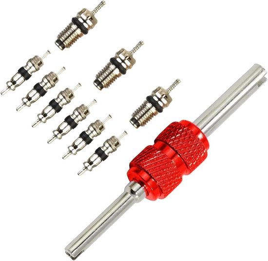 Ventielkern Kit - Reparatieset - Airco Onderhoud - Robuust Materiaal - 10 Stuks - Rood