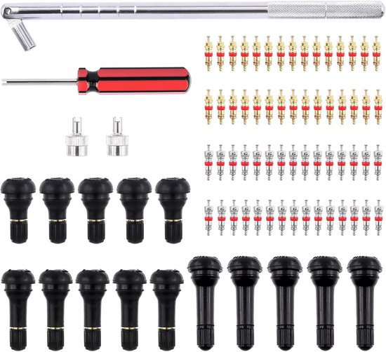 Ventielsteel Gereedschap Kit - Ventiel Reparatie Set - Band Onderhoud - 79 Delige Set - TR412 TR413 TR414 van Merkloos