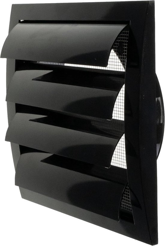 Ventilatiekap met Gaas - Luchtuitlaat Deksel - Buitenlucht Toevoer - Ingebouwde Insectenwering - 15 cm Diameter - Zwart