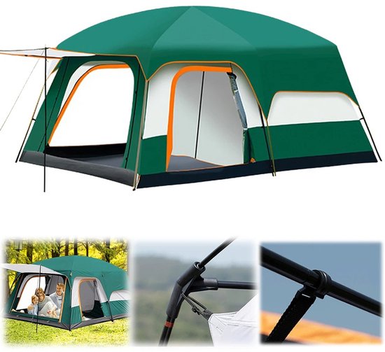Venzor - 4‑Seizoenen Kampeertent voor 2‑3 Personen – Waterdicht Dubbelwandig Outdoor Tunneltent – Winddicht - Snelle Opzet – Groen