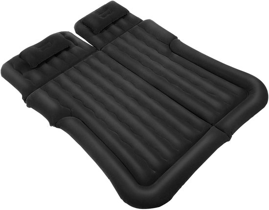 Venzor - Opblaasbaar Automatras voor SUV & Achterbank – 6‑Kamers Luchtbed met Elektrische Pomp & 2 Kussens – Camping & Roadtrip – Zwart