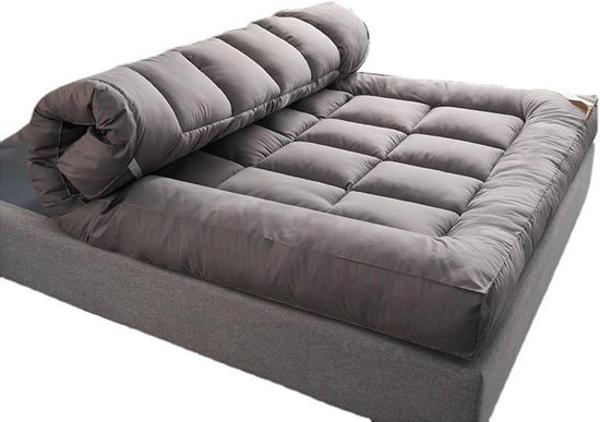 Verdikte Futon Matras - Japanse Vloermat - Comfortabel Slapen - Opvouwbaar Ontwerp - 180 x 200 cm - Grijs