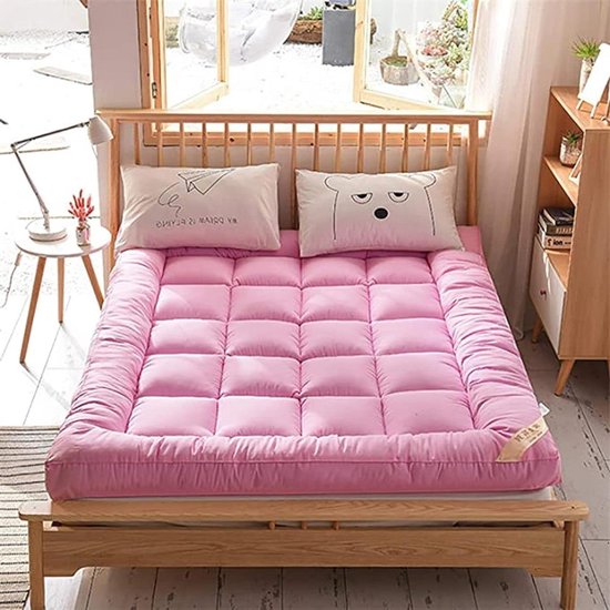 Verdikte Vloer Matras - Futon Matras Opvouwbaar - Slaapcomfort Thuis - Ademend Huidvriendelijk - 120x200cm - Roze