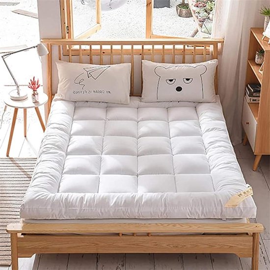 Verdikte Vloer Matras - Futon Slaapkussen - Comfortabel Slapen - Opvouwbaar Ademend - 180x200cm - Wit