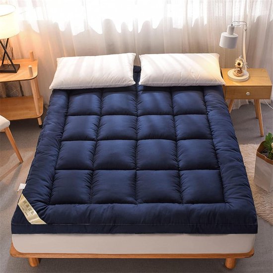 Verdikte Vloermatras - Opvouwbaar Futon - Comfortabel Slapen - Ademende Vulling - 135x200cm - Blauw