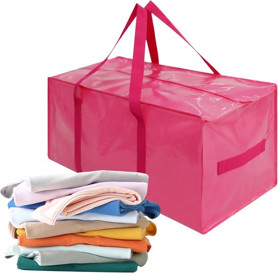 Verhuis Tassen - Opbergzakken Kleding - Ruimtebesparend Opbergen - Waterdichte Container - 73x33x36 cm - Roze