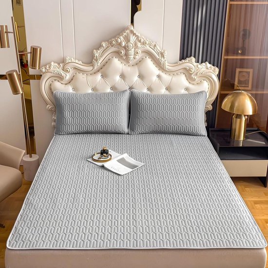 Verkoelende Bedmat - Zomerslaapmat Koelmat - Koel Slapen - Natuurlijke Latex Vulling - 90x200cm - Zilver Grijs