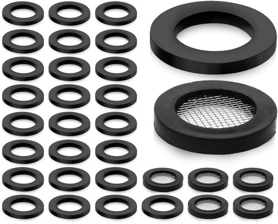 Verpakking van 30 Rubber Douchekopafdichtingen van 19mm, Douche Slang O-ringen met Filter voor Waterdichtheid en Duurzaamheid van Merkloos
