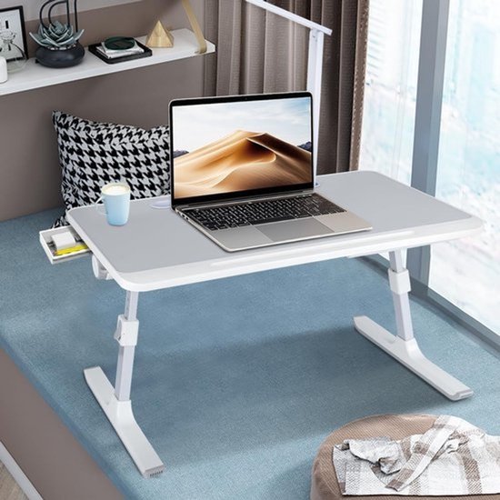 Verstelbare Bedtafel Laptoptafel - In Hoogte en Hoek Kantelbaar - Opvouwbaar Bureau voor Bank, Vloer of Kantoor - 60x40 cm