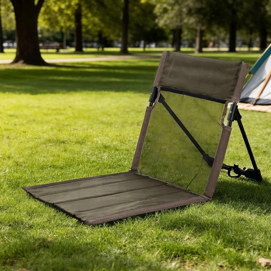 Verstelbare draagbare strandstoel met opvouwbare lichtgewicht strandmat, ideaal voor kamperen, buitenactiviteiten en reizen, comfortabel en ademend in bruin