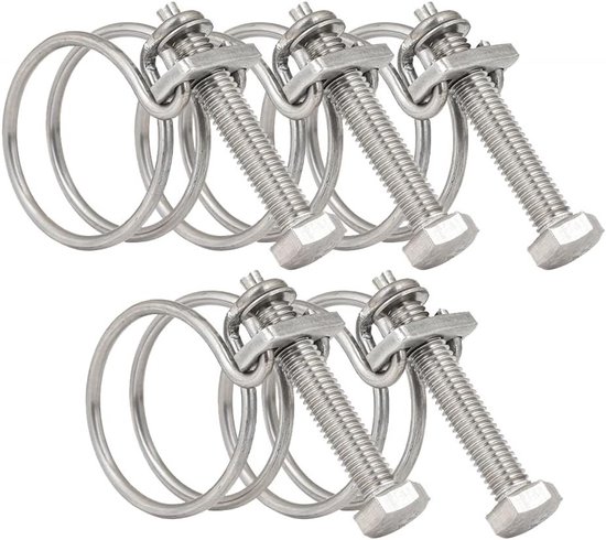 Verstelbare Dubbele Draad Slangklemmen 40mm-45mm, Roestvrijstalen Slangklemmen voor Waterleidingen, 5 Stuks met Diverse Maatopties voor Betrouwbare Bevestiging