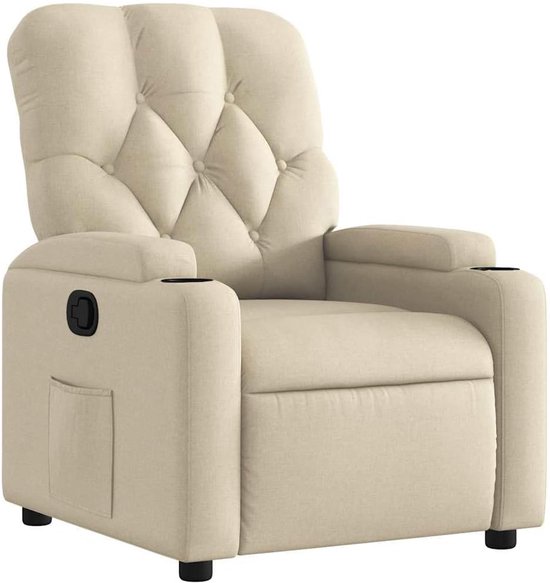 Verstelbare Fauteuil - Comfortabele Stoel - Ontspannen Zitten - Handmatige Verstelling - 86x74x93 cm - Crèmekleurig