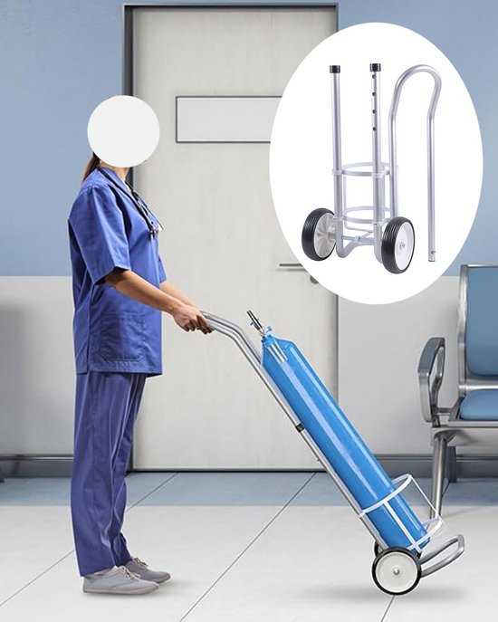 Verstelbare Flessenhouder - Mobiele Trolley - Flessen Vervoeren - Telescopisch Ontwerp - 4 Hoogtes - Zilver