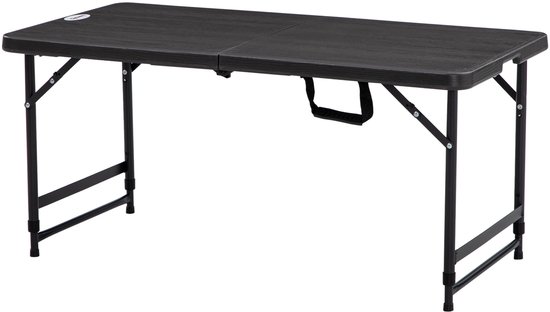Verstelbare, opklapbare eettafel voor 4 personen – 74 cm hoog x 118 cm lang x 60 cm breed – donkergrijs