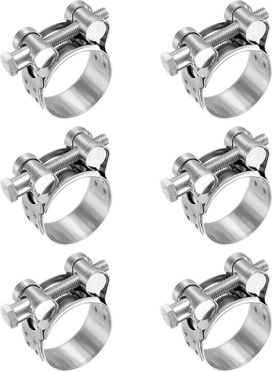 Verstelbare RVS Slangklemmen 32-35mm, 6 Stuks, Ideaal voor Afvoerpijpen, Waterleidingen en Zwembaden