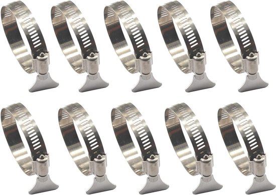Verstelbare Slangklemmen van 21-38mm in RVS - 10 Stuks Wormdrive Klemmen voor Pijpen en Slangen