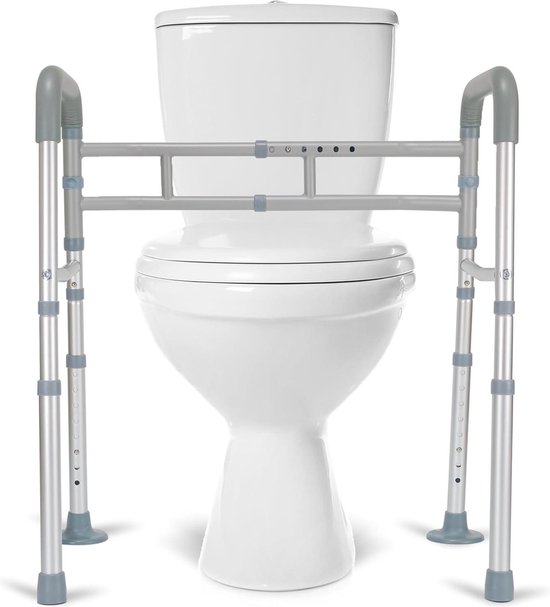 Verstelbare Toiletveiligheidsrails voor Ouderen en Volwassenen - Toiletrails voor Senioren - Handicap Toilethulpgrepen - Opvouwbaar en Geschikt voor de Meeste Toiletten van VER