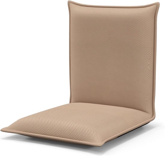 Verstelbare Vloerstoel met Rugleuning - Comfortabele Meditatie & Yoga Stoel - Opvouwbare Stoel voor Binnen en Buiten (Beige)