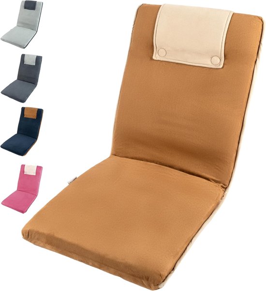 Verstelbare Vloerstoel met Rugleuning - Comfortabele Opvouwbare Gamingstoel, Meditatiestoel, Yoga- en Kampeerstoel in Beige