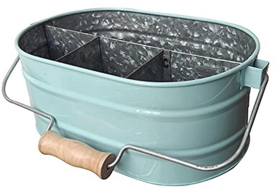 Verstevigd Metaal Caddy met 4 Compartimenten - Rustieke Boerderij Keuken, Binnen-Buiten Picknick Bestek, Multifunctionele Opslag Tray