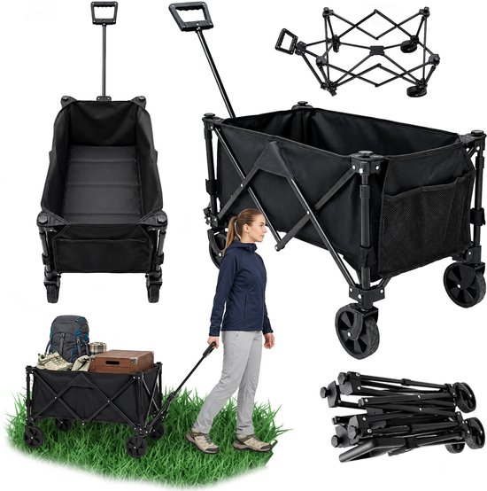 Verticaal opvouwbare bolderkar 80 x 42 x 60-97 cm - 100 kg - compact paraplusysteem