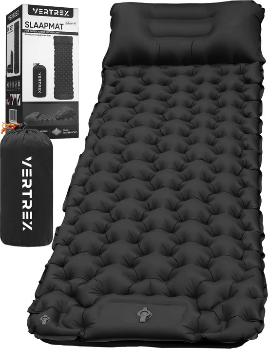Vertrex Inflate-X1 Slaapmat met Ingebouwde Pomp - Luchtbed - 1 Persoons - Nachtzwart van Vertrex
