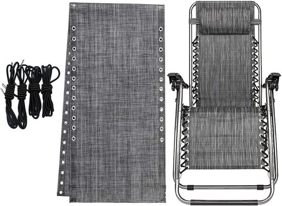 Vervangend doek - Ligstoel set - Stoel reparatie - Hoge elasticiteit - 160 x 43 cm - Grijs