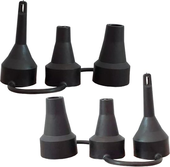 Vervangende sproeiers - Opblaasmondstukken pomp - Luchtbedden oppompen - 3 maten - 2 stuks - Zwart van Merkloos