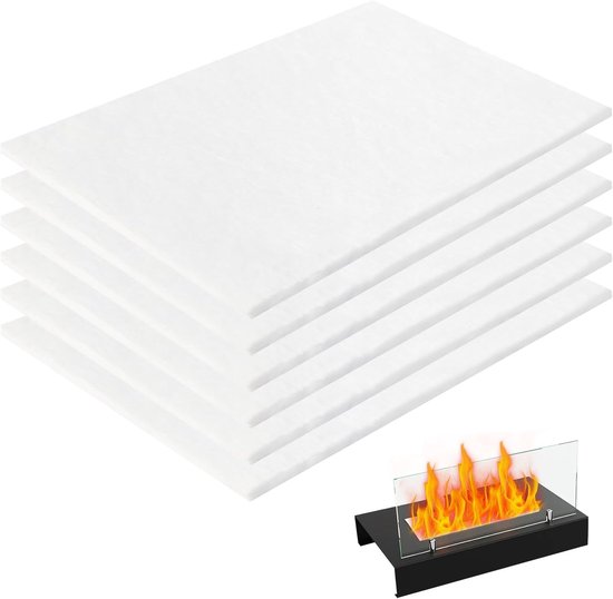 Vervangingsvilt voor Bio-ethanol Haard, 6 Stuks, Isolatie voor Tafelhaard, 30 x 20 cm, Duurzaam en Brandveilig