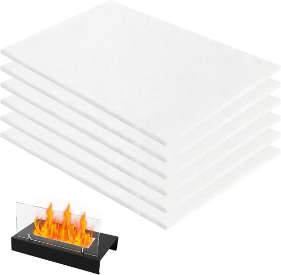 Vervangingsvilt voor Bio-ethanol Haard, 6 Stuks, Isolatie voor Tafelhaard, 30 x 20 cm, Duurzaam en Warmtebestendig van Merkloos