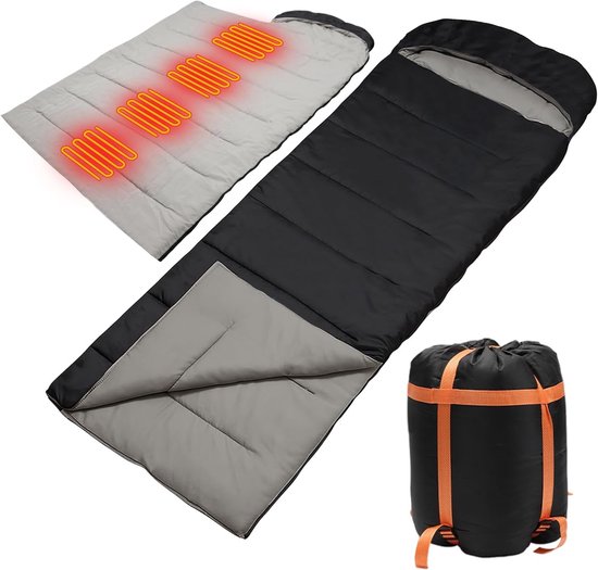 Verwarmbare winterslaapzak tot -20 °C: lichte en draagbare slaapzak voor outdoor, camping en koude nachten, met uitstekende warmte-isolatie en comfort van Merkloos