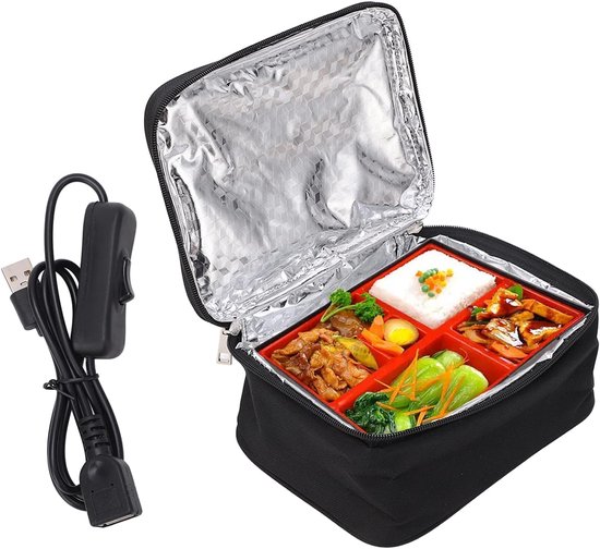 Verwarmde Lunchbox Draagbare Oven - USB-verwarming Magnetron Voedselverwarmer Elektrische Lunchtas Met Aluminiumfolievoering Voor Kantoorwerk Pick van Merkloos