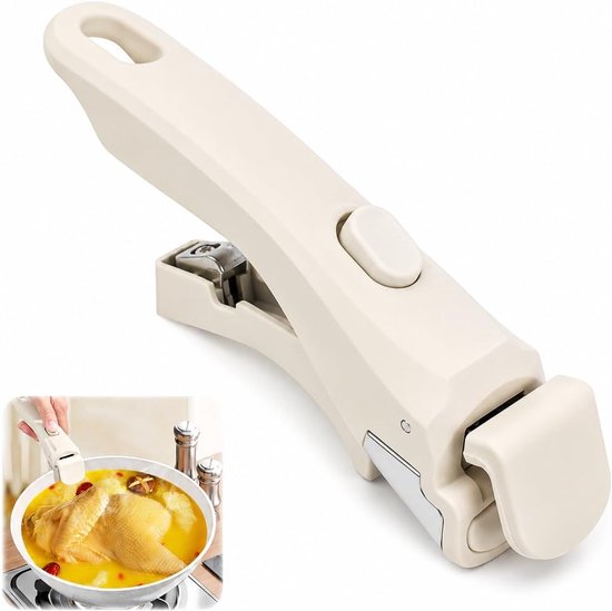 Verwijderbare handgreep voor universele pannen, hittebestendig tot 250 °C, antislip en geschikt voor de meeste keukengerei, ideaal voor koken en bakken